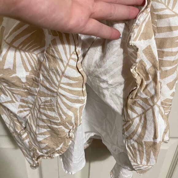 LOFT Womens Cream Linen Viscose Tropical Floral Tie Keyhole Back Dress Size 8 - Picture 6 of 8